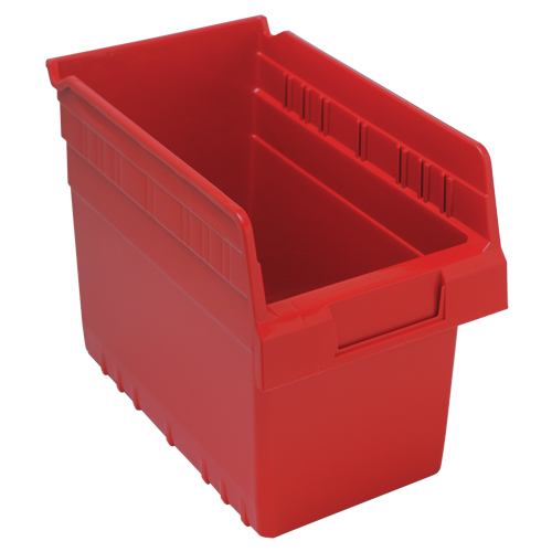 Store-Max Shelf Bins, 6-5/8" W x 8" H x 11-5/8" D, Red, 44 lbs. Capacity Oxford Builders Supplies Inc