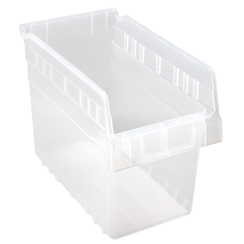 Store-Max Shelf Bins, 6-5/8" W x 8" H x 11-5/8" D, Clear, 44 lbs. Capacity Oxford Builders Supplies Inc