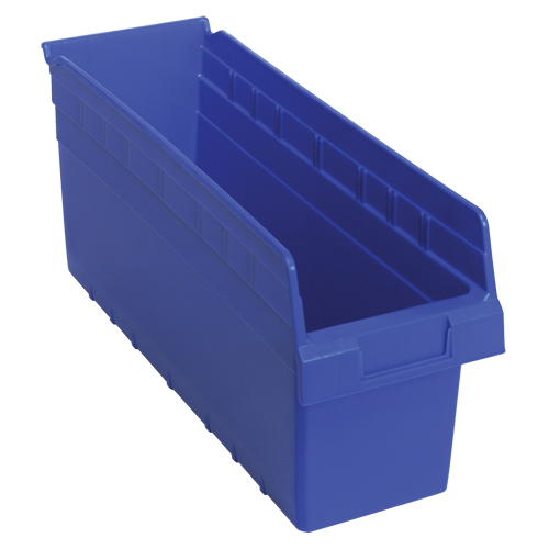 Store-Max Shelf Bins, 6-5/8" W x 8" H x 17-7/8" D, Blue, 56 lbs. Capacity Oxford Builders Supplies Inc
