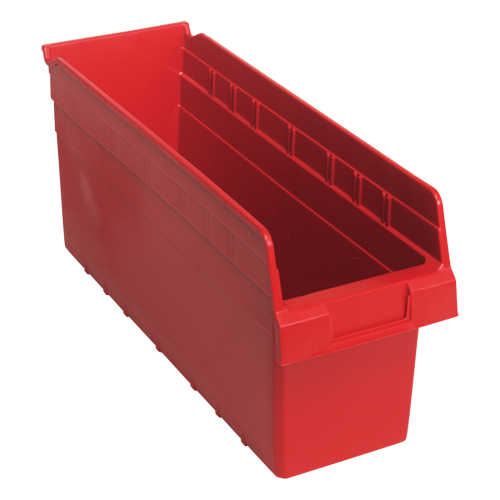 Store-Max Shelf Bins, 6-5/8" W x 8" H x 17-7/8" D, Red, 56 lbs. Capacity Oxford Builders Supplies Inc