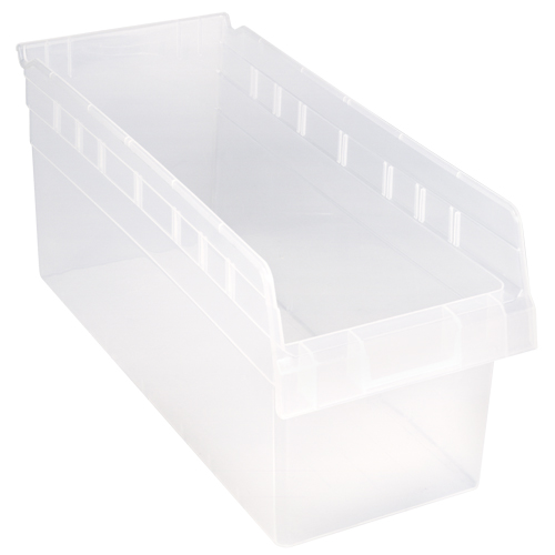 Store-Max Shelf Bins, 8-3/8" W x 8" H x 17-7/8" D, Clear, 56 lbs. Capacity Oxford Builders Supplies Inc