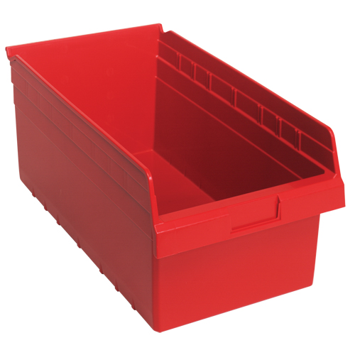 Store-Max Shelf Bins, 11-1/8" W x 8" H x 17-7/8" D, Red, 56 lbs. Capacity Oxford Builders Supplies Inc