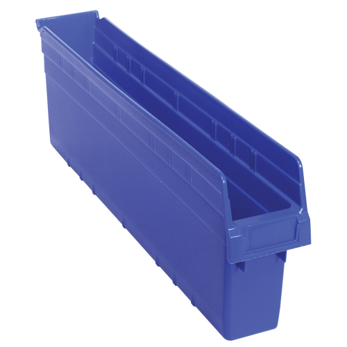 Store-Max Shelf Bins, 4-3/8" W x 8" H x 23-5/8" D, Blue, 68 lbs. Capacity Oxford Builders Supplies Inc