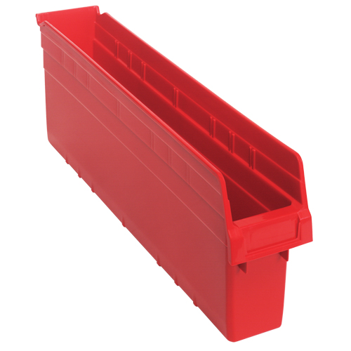 Store-Max Shelf Bins, 4-3/8" W x 8" H x 23-5/8" D, Red, 68 lbs. Capacity Oxford Builders Supplies Inc
