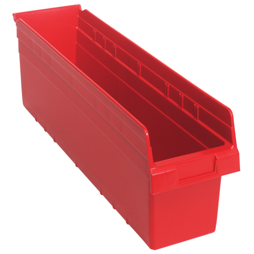 Store-Max Shelf Bins, 6-5/8" W x 8" H x 23-5/8" D, Red, 68 lbs. Capacity Oxford Builders Supplies Inc