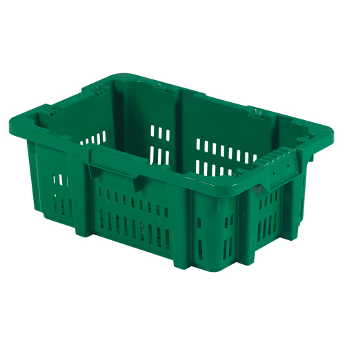 Contenant en plastique Stack-N-Nest pour la manutention des aliments, 16" x 23,9" x 8,8", Vert Oxford Builders Supplies Inc