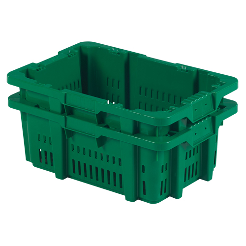 Contenant en plastique Stack-N-Nest pour la manutention des aliments, 16" x 23,9" x 8,8", Vert Oxford Builders Supplies Inc