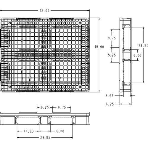 Palette en plastique RachoCell, Acc&egrave;s de Quatre c&ocirc;t&eacute;s, 48" lo x 40" la x 6-1/3" h Oxford Builders Supplies Inc