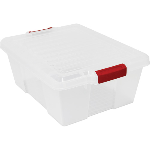 Plastic Latch Container, 15.875" W x 21" D x 7.75" H, Clear Oxford Builders Supplies Inc