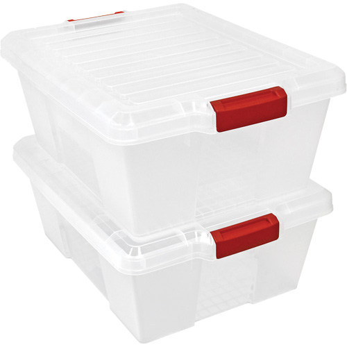 Plastic Latch Container, 15.875" W x 21" D x 7.75" H, Clear Oxford Builders Supplies Inc