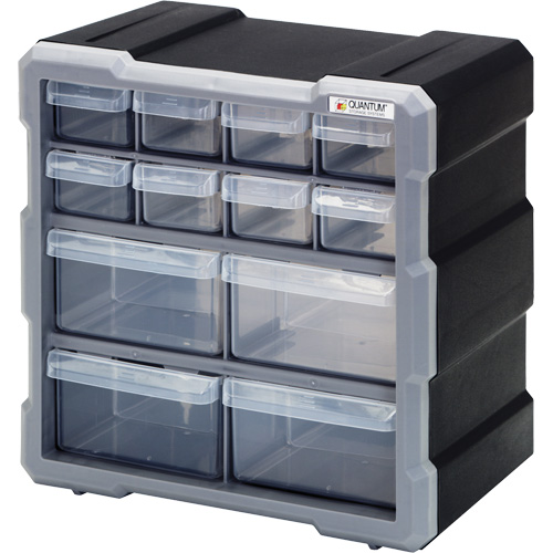Armoire &agrave; tiroir, Plastique, 12 tiroirs, 10-1/2" x 6-1/4" x 10-1/4", Noir Oxford Builders Supplies Inc