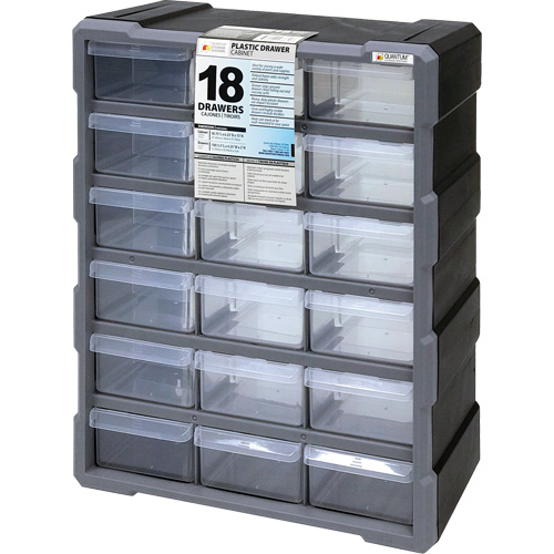 Armoire &agrave; tiroir, Plastique, 18 tiroirs, 15" x 6-1/4" x 18-3/4", Noir Oxford Builders Supplies Inc