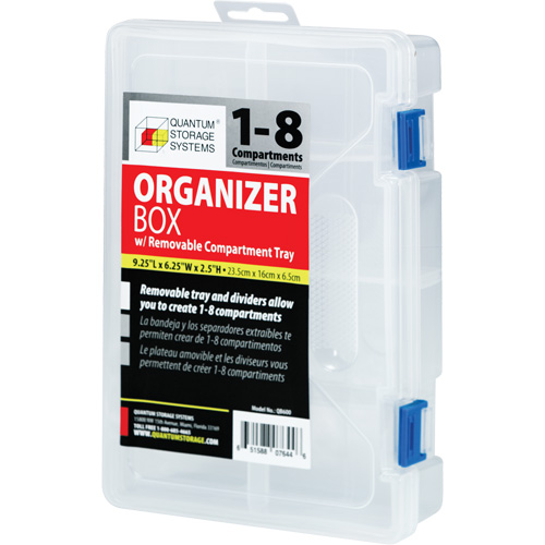 Plastic Compartment Box, 6.25" W x 9.25" D x 2.2" H, 8 Compartments Oxford Builders Supplies Inc