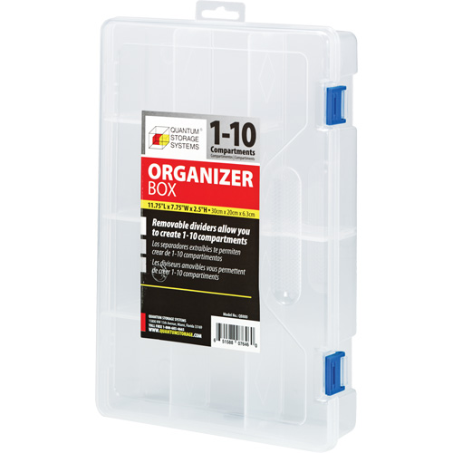 Plastic Compartment Box, 7.75" W x 11.75" D x 2.2" H, 10 Compartments Oxford Builders Supplies Inc