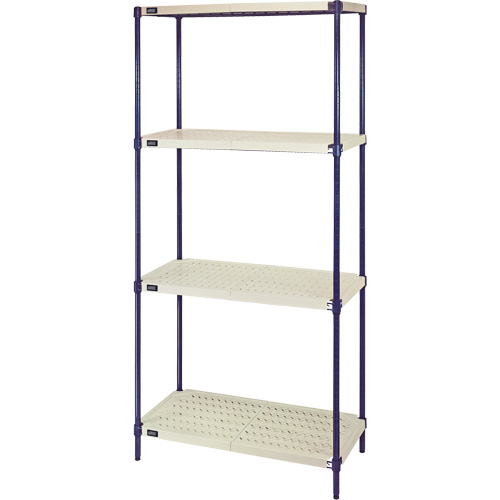 &eacute;tag&egrave;re en fils m&eacute;talliques avec tablettes en plastique, Cadre en fils m&eacute;talliques avec tablettes en plastique, Sans boulons, Capacit&eacute; 600 lb, 30" la x 72" h x 18" p Oxford Builders Supplies Inc