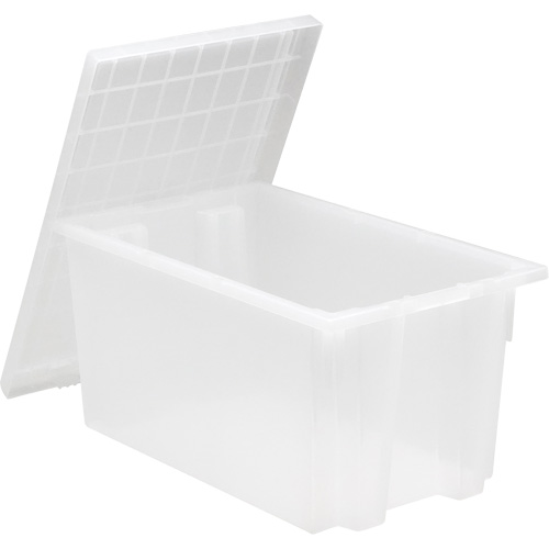 Heavy-Duty Stack & Nest Tote, 15" x 19.5" x 29.5", Clear Oxford Builders Supplies Inc