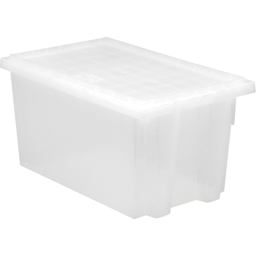 Heavy-Duty Stack & Nest Tote, 15" x 19.5" x 29.5", Clear Oxford Builders Supplies Inc