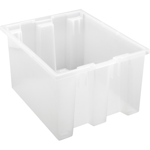 Heavy-Duty Stack & Nest Tote, 10" x 15.5" x 19.5", Clear Oxford Builders Supplies Inc