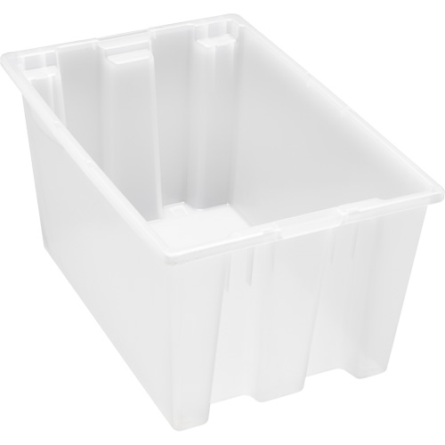 Heavy-Duty Stack & Nest Tote, 15" x 19.5" x 29.5", Clear Oxford Builders Supplies Inc