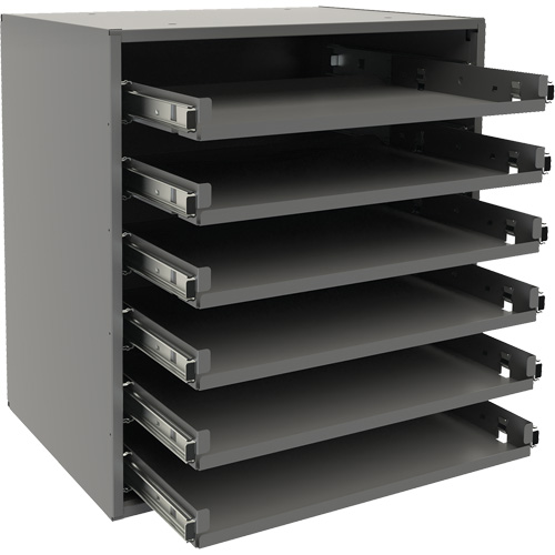 Support de glissi&egrave;re &agrave; petit roulement, Acier, 6 compartiments, 15-9/16" la x 11-7/8" p, 16-3/8" h, Gris Oxford Builders Supplies Inc