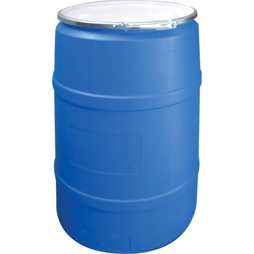 Barils en poly&eacute;thyl&egrave;ne, 55 gal. US (45 gal. imp.), Dessus ouvert, Bleu Oxford Builders Supplies Inc