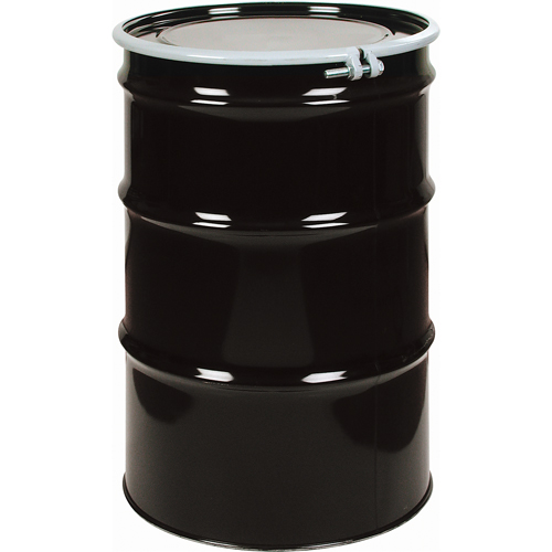 Barils en acier, 55 gal. US (45 gal. imp.), Non doubl&eacute;, Noir, Dessus ouvert, 1A2/Y1.4/140, Calibre 20 Oxford Builders Supplies Inc