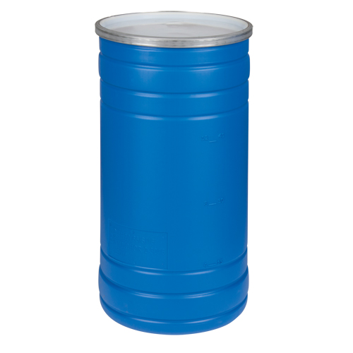 Barils en poly&eacute;thyl&egrave;ne, 15,5 gal. US (12,91 gal. imp.), Dessus ouvert, Bleu Oxford Builders Supplies Inc