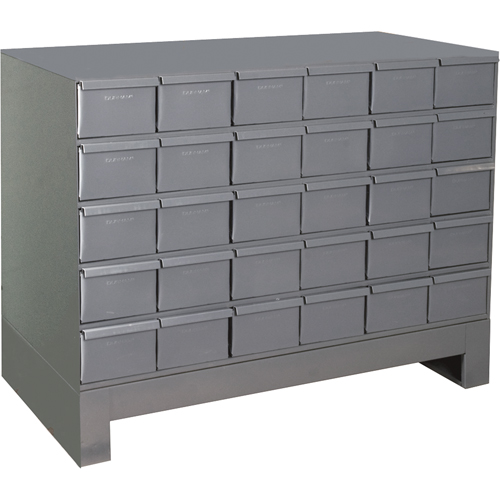 Armoires &agrave; tiroirs industriels avec base, 30 tiroirs, 34-1/8" la x 12-1/4" p x 26-7/8" h, Gris Oxford Builders Supplies Inc