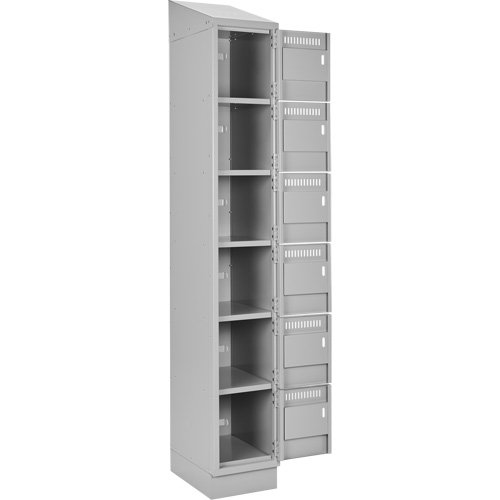 Clean Line Lockerette, 6 -tier, Bank of 3, 36" x 18" x 82", Steel, Grey, Rivet (Assembled) Oxford Builders Supplies Inc