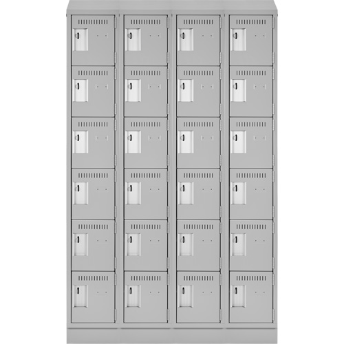 Clean Line Lockerette, 6 -tier, Bank of 4, 48" x 18" x 82", Steel, Grey, Rivet (Assembled) Oxford Builders Supplies Inc