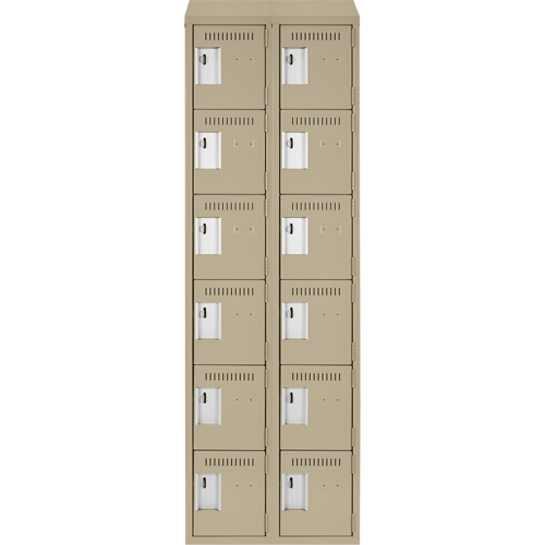 Petits casiers Clean Line, 6 niveaux, Bloc de 2, 24" x 18" x 78", Acier, Beige, Rivet (assembl&eacute;) Oxford Builders Supplies Inc