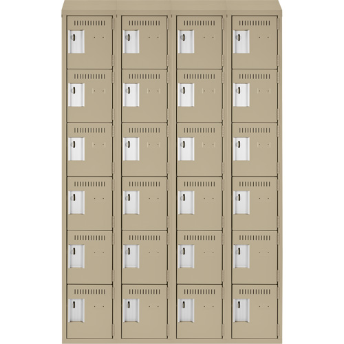 Clean Line Lockerette, 6 -tier, Bank of 4, 48" x 18" x 78", Steel, Beige, Rivet (Assembled) Oxford Builders Supplies Inc