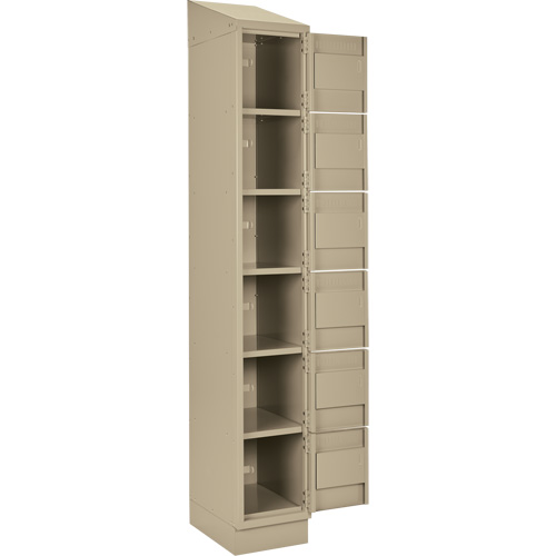 Clean Line Lockerette , 6 -tier, Bank of 4, 48" x 18" x 82", Steel, Beige, Rivet (Assembled) Oxford Builders Supplies Inc