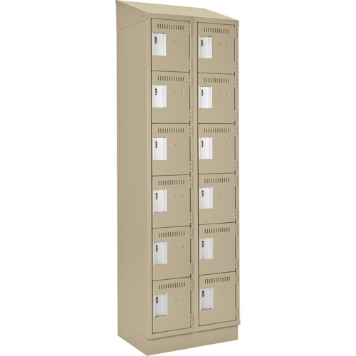 Clean Line Lockerette , 6 -tier, Bank of 2, 24" x 18" x 82", Steel, Beige, Rivet (Assembled) Oxford Builders Supplies Inc
