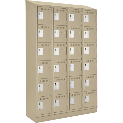 Clean Line Lockerette , 6 -tier, Bank of 4, 48" x 18" x 82", Steel, Beige, Rivet (Assembled) Oxford Builders Supplies Inc