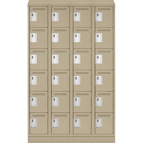 Clean Line Lockerette , 6 -tier, Bank of 4, 48" x 18" x 82", Steel, Beige, Rivet (Assembled) Oxford Builders Supplies Inc