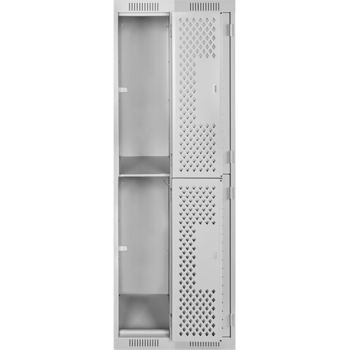 Casiers Clean Line, 2 niveaux, Bloc de 2, 24" x 12" x 72", Acier, Gris, Rivet (assembl&eacute;), Perfor&eacute; Oxford Builders Supplies Inc