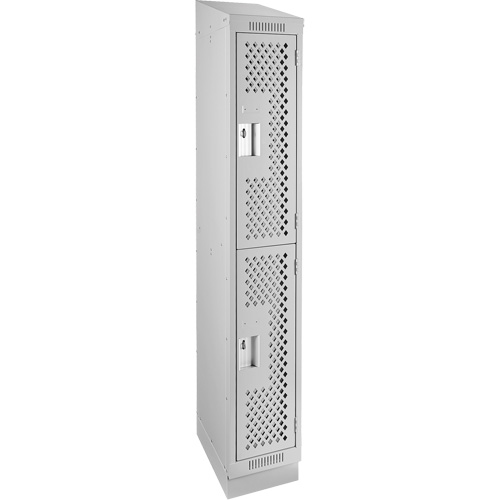 Clean Line Lockers, 2 -tier, 12" x 12" x 82", Steel, Grey, Rivet (Assembled), Perforated Oxford Builders Supplies Inc