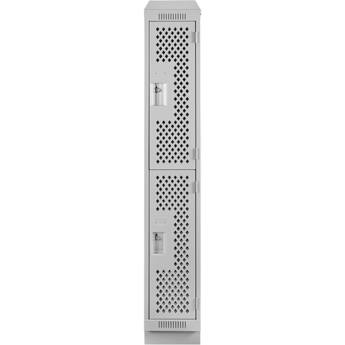 Clean Line Lockers, 2 -tier, 12" x 12" x 82", Steel, Grey, Rivet (Assembled), Perforated Oxford Builders Supplies Inc