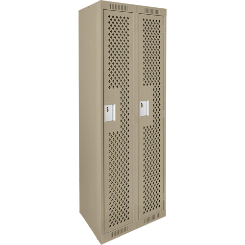 Clean Line Lockers, Bank of 2, 24" x 15" x 72", Steel, Beige, Rivet (Assembled), Perforated Oxford Builders Supplies Inc