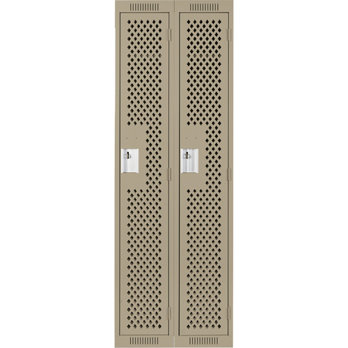 Clean Line Lockers, Bank of 2, 24" x 15" x 72", Steel, Beige, Rivet (Assembled), Perforated Oxford Builders Supplies Inc