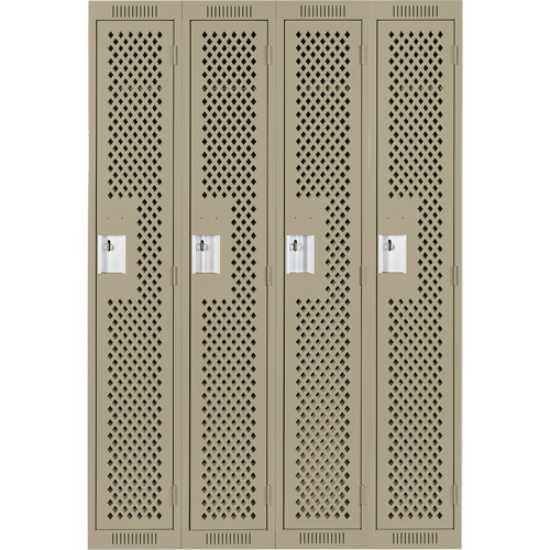 Casiers Clean Line, Bloc de 4, 48" x 15" x 72", Acier, Beige, Rivet (assembl&eacute;), Perfor&eacute; Oxford Builders Supplies Inc