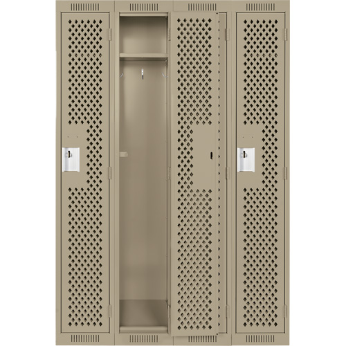 Casiers Clean Line, Bloc de 4, 48" x 15" x 72", Acier, Beige, Rivet (assembl&eacute;), Perfor&eacute; Oxford Builders Supplies Inc