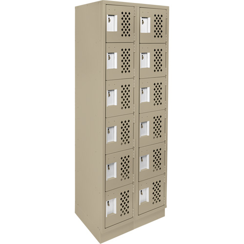 Clean-Line Perforated Lockerette, 6 -tier, Bank of 2, 15" x 72" x 12", Steel Oxford Builders Supplies Inc