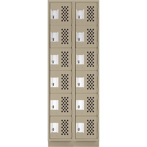Clean-Line Perforated Lockerette, 6 -tier, Bank of 2, 15" x 72" x 12", Steel Oxford Builders Supplies Inc