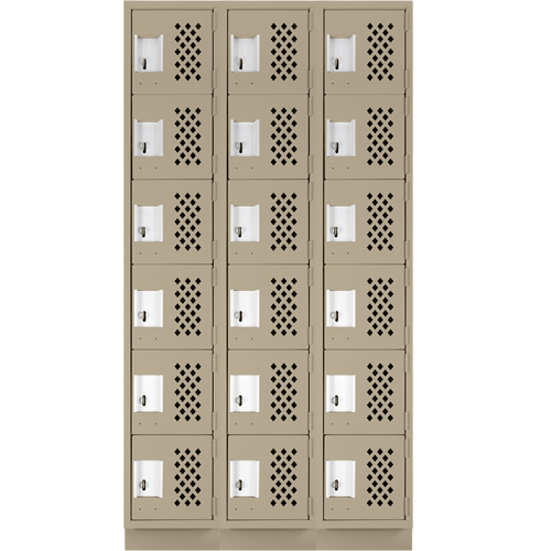 Clean-Line Perforated Lockerette, 6 -tier, Bank of 3, 15" x 72" x 12", Steel Oxford Builders Supplies Inc