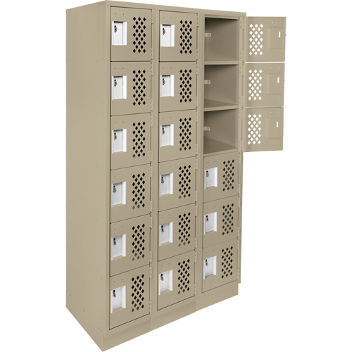 Clean-Line Perforated Lockerette, 6 -tier, Bank of 3, 15" x 72" x 12", Steel Oxford Builders Supplies Inc