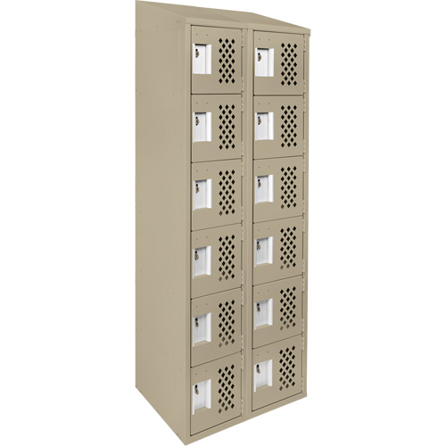 Assembled Lockerettes Clean Line Perforated Economy Lockers, 6 -tier, Bank of 2, 18" x 72" x 12", Steel Oxford Builders Supplies Inc