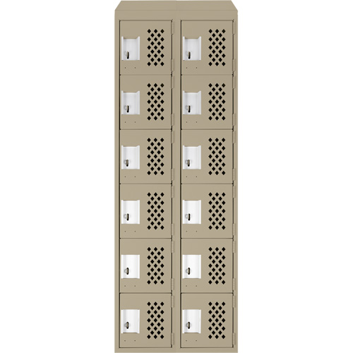 Assembled Lockerettes Clean Line Perforated Economy Lockers, 6 -tier, Bank of 2, 18" x 72" x 12", Steel Oxford Builders Supplies Inc