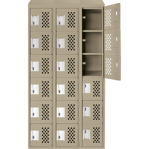 Petit casier perfor&eacute; Clean-Line, 6 niveaux, Bloc de 3, 15" x 72" x 12", Acier Oxford Builders Supplies Inc